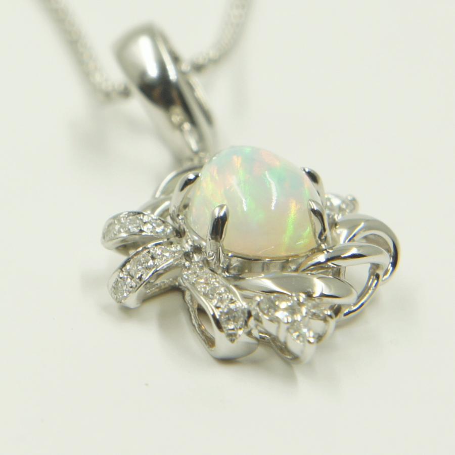 ブランド登録なし Pt900/850/K14WGオパールダイヤモンドネックレス OP1  