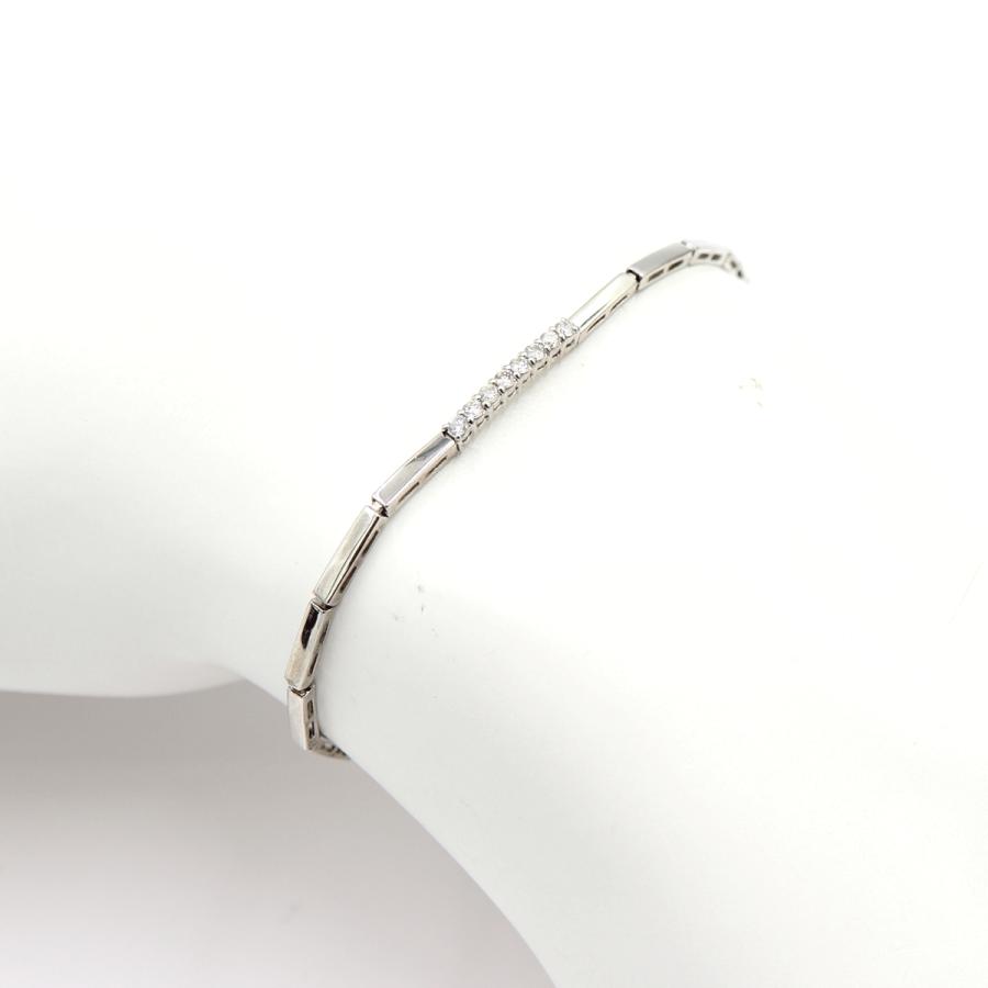 K18WGダイヤモンドブレスレット D0.17ct 長さ17.0cm 重量5.96g(石の  