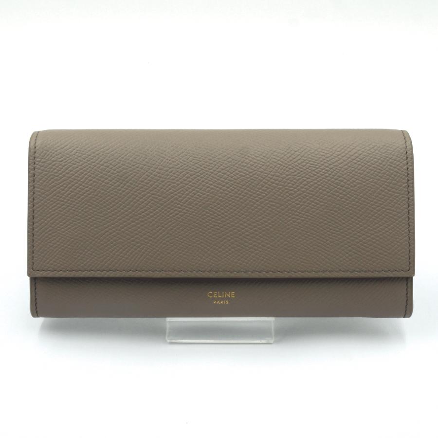 CELINE セリーヌ（CELINE）グレインドカーフスキンラージフラップ長 