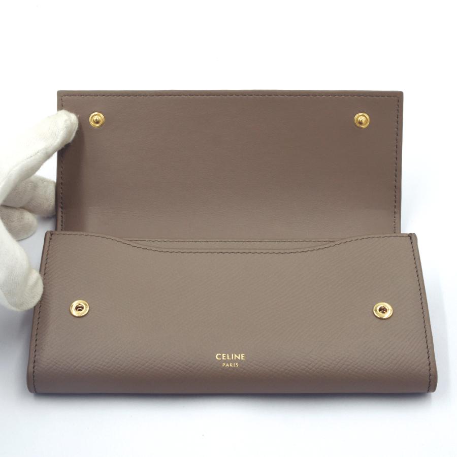 CELINE セリーヌ（CELINE）グレインドカーフスキンラージフラップ長 