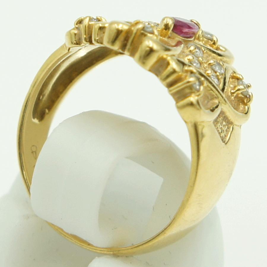 K18ゴールド ルビーとダイヤモンドの ツイストリング１１号くらい 3fd5dc8f3fb9887434f0d9c1c597c9