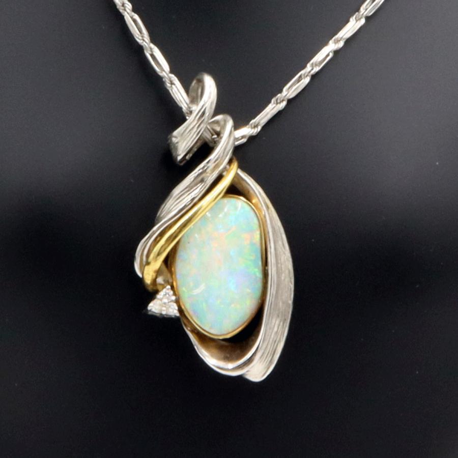 Pt850/Pt900/K18オパールペンダントネックレス OP3.84ct