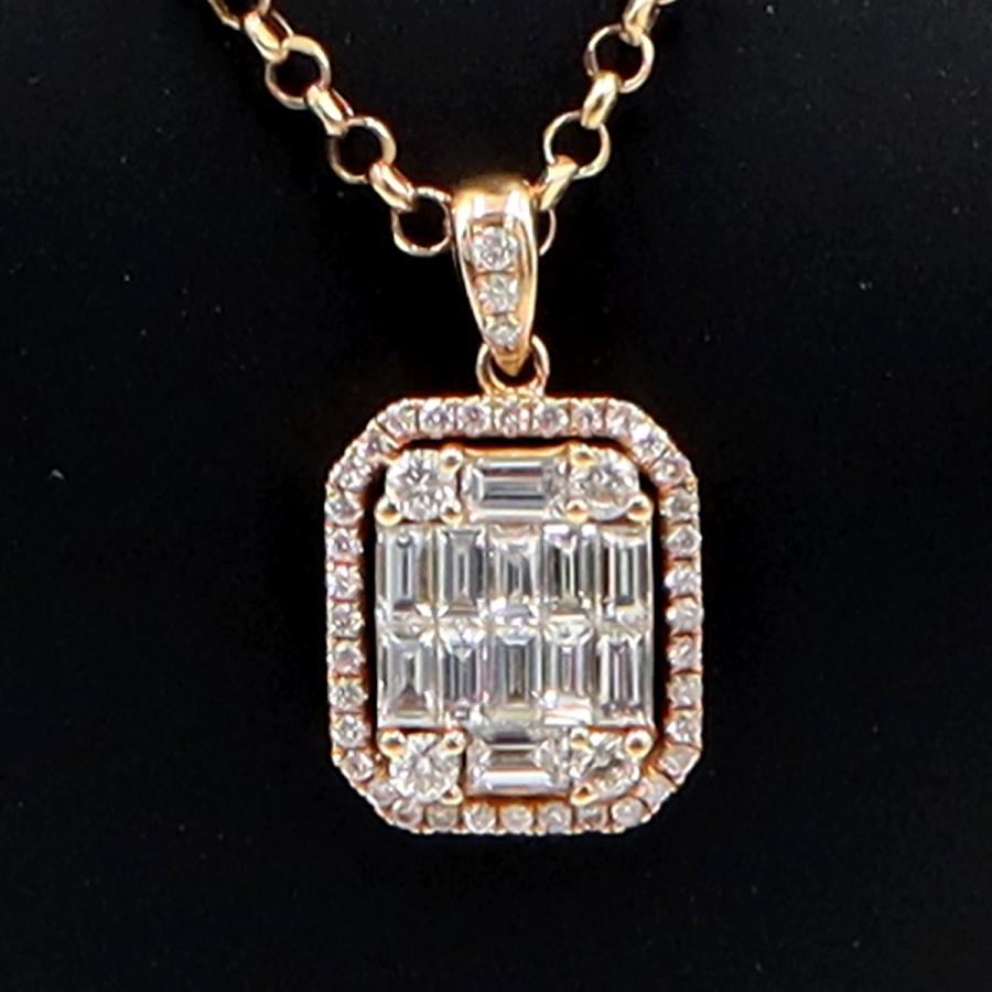 K18PGダイヤモンドペンダントネックレス D1.05ct 長さ42cm 重量