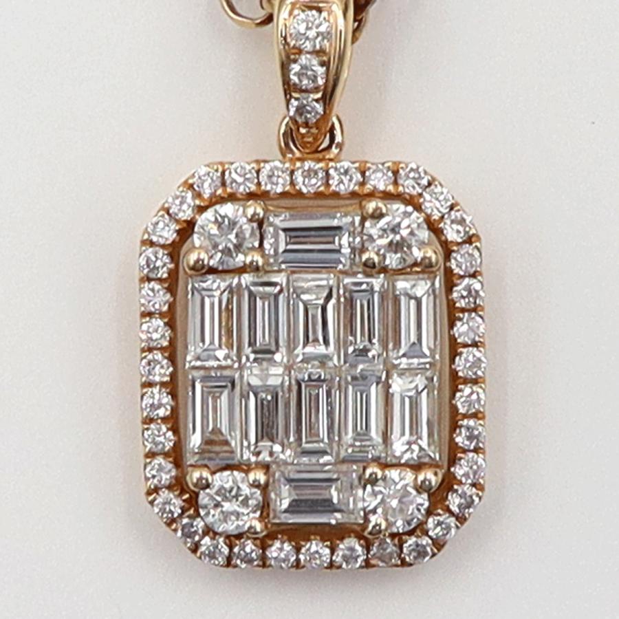 K18PGダイヤモンドペンダントネックレス D1.05ct 長さ42cm 重量