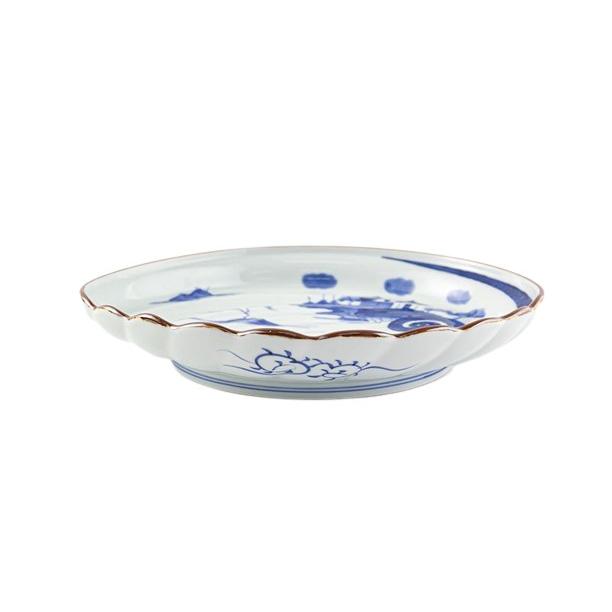 染付山水鮑型【大盛皿】有田焼 賞美堂本店 其泉 S-3677 大皿