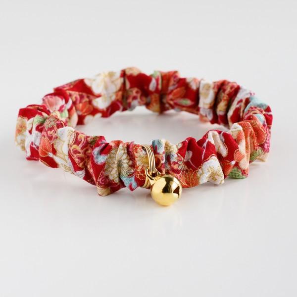 子猫 成猫用 シュシュ 和柄 猫 鈴 首輪 セーフティ ゴムタイプ フェレットにも 3 254 猫雑貨 招福 通販 Yahoo ショッピング