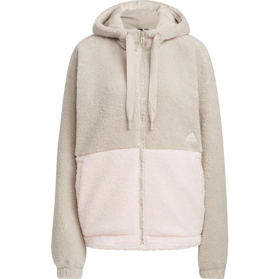 adidas（アディダス） カラーブロック ルーズフィット ボア フルジップ 