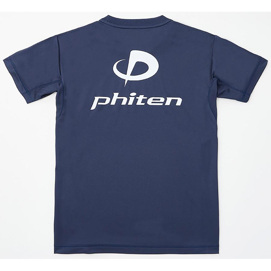 Phiten ファイテン RAKUシャツ 半袖 ネイビー/ホワイト L