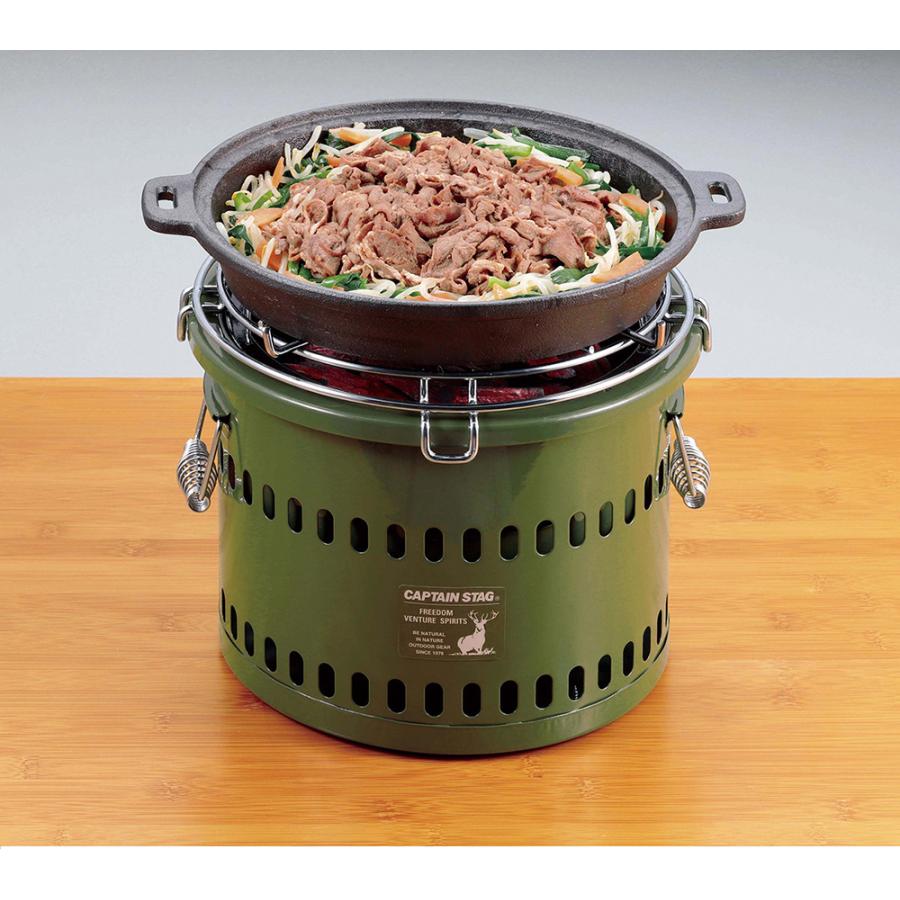 キャプテンスタッグ CAPTAIN STAG ポータブル 水冷七輪 オリーブ キャンプ キャンプ用品 ストーブ 炭火焼 炭火焼き バーベキュー BBQ 屋外専用 ゴトク_6
