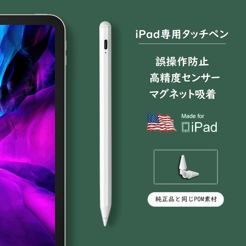タッチペン 極細 iPad スタイラスペン Type-C充電 超高感度 軽量 iPad