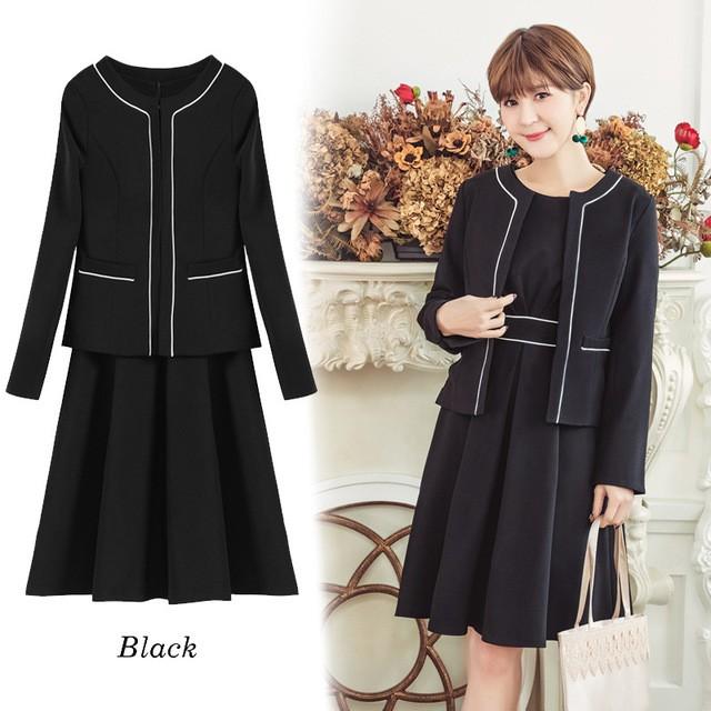 セットアップ 秋 結婚式 コート ワンピース ２点セット バッグ無し 二次会 顔合わせ ワンピース ぽっちゃり 同窓会 服装 七五三 フォーマル スーツ 着痩せ Liust71 シースショップ 通販 Yahoo ショッピング