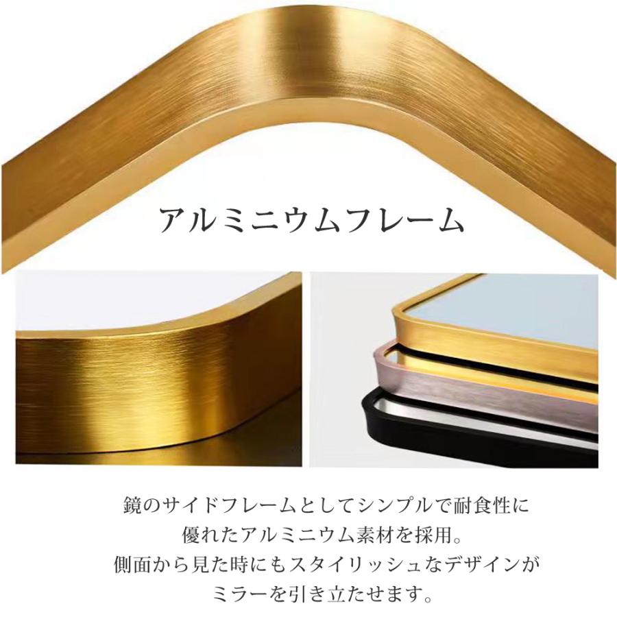 ゴールドフレーム　大型　スタンドミラー　デザインミラー　姿見　壁掛け 全身鏡 北欧 姿見鏡 全身ミラー 角丸 スタンドミラー 玄関かがみ