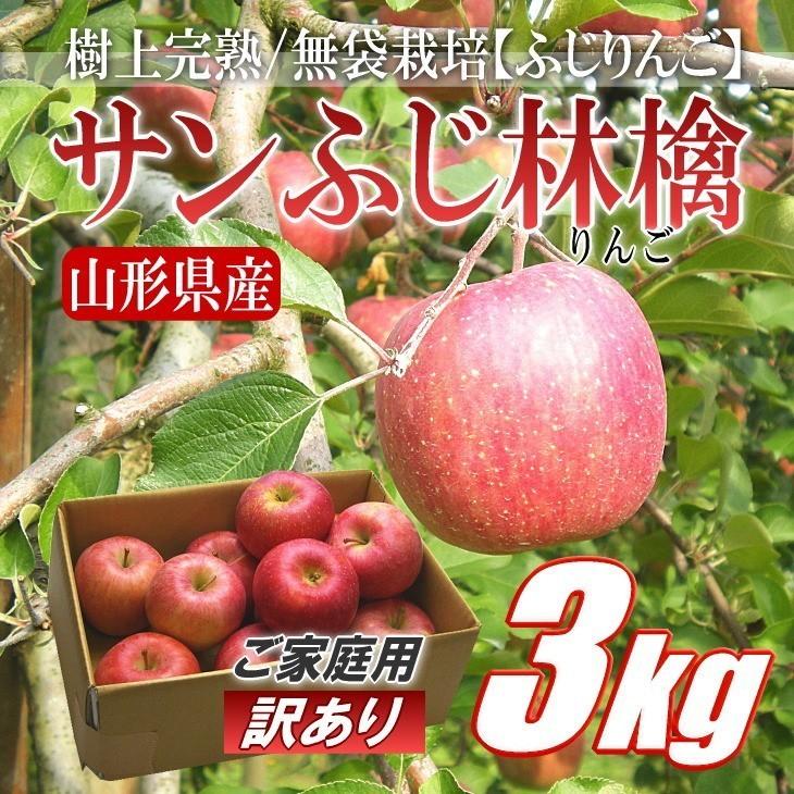 訳あり　サンふじ　林檎　りんご　リンゴ　　約3kg箱　山形県産　バラ詰め｜siasunet