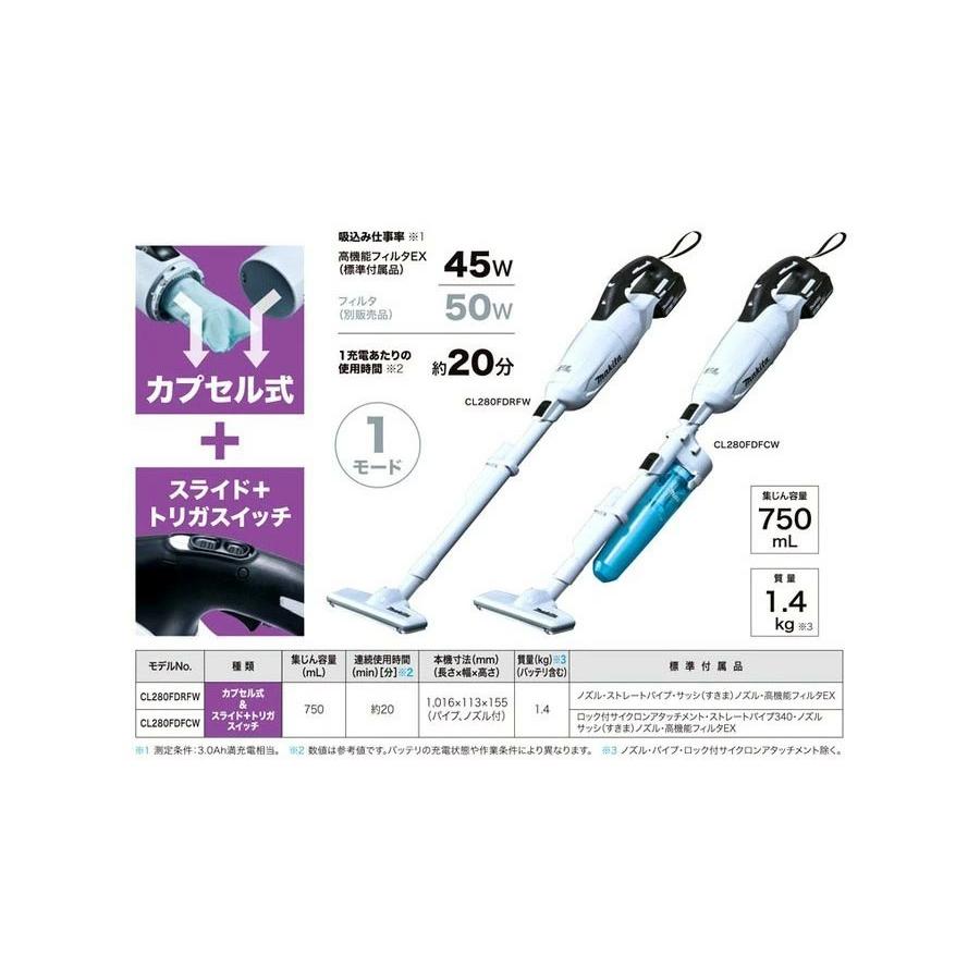 マキタ 【送料無料】□マキタ 充電式クリーナー CL280FDRFW-SET マキタ 【送料無料】□マキタ 充電式クリーナー CL280FDRFW-SET