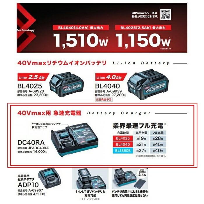 最新 純正品 ■マキタ 40Vmax 充電器 DC40RA ★新品・未使用 急速充電器｜sic-kikai｜04