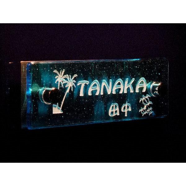 表札 合わせガラス表札 マンション表札 ターコイズブルー　ガラス表札　戸建表札にも　機能門柱表札にも　落ちない文字表札 |  | 02