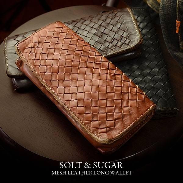 長財布 メンズ メッシュ 送料無料 ソルト＆シュガー 牛革製メッシュロングウォレット ＵＳＥＤ加工 ハンドメイド 男性用 紳士物 saifu MESH | 