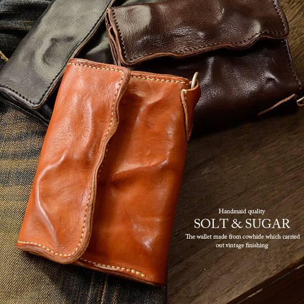 二つ折り財布 メンズ 送料無料 SOLT&SUGER トレージャーシリーズ オイルレザービンテージ加工牛革製ウォレット 男性用・女性用・レディース・紳士物・ | 