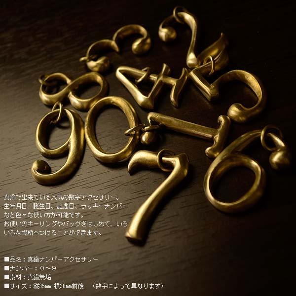 ブラス・ナンバーアクセサリー 送料無料 人気の真鍮製ナンバーアクセサリー ウォレットチェーンやキーホルダーのカスタムに ０，１，２，３，４，５，６，７， |  | 01