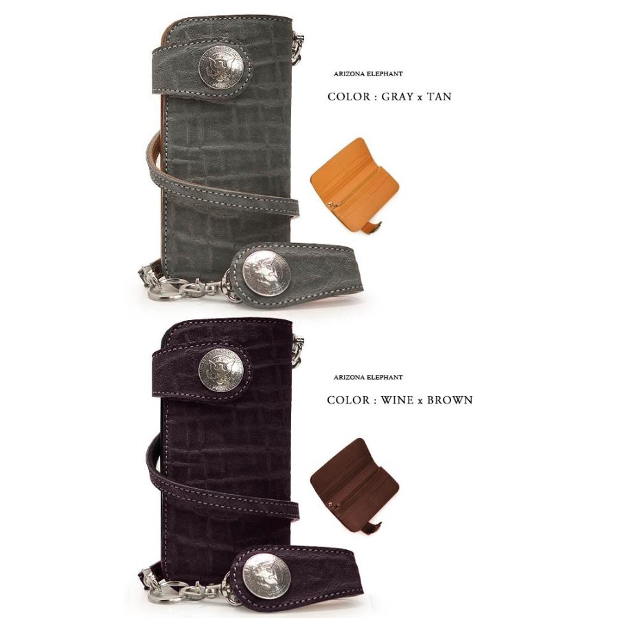 長財布 メンズ 象革×牛革 送料無料 KC,s ケイシイズ アリゾナ・ライダースウォレット・エレファント ゾウ革 本革 ハンドメイド、ケイシーズ、国産、日本 | KC,s | 02