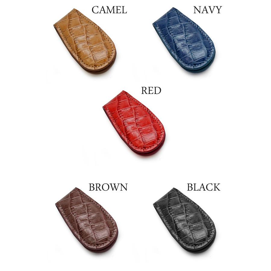 マネークリップ メンズ 牛革 送料無料 クロコダイル型押しイタリアンレザー製マグネット式マネークリップ 札バサミ 札鋏 |  | 02