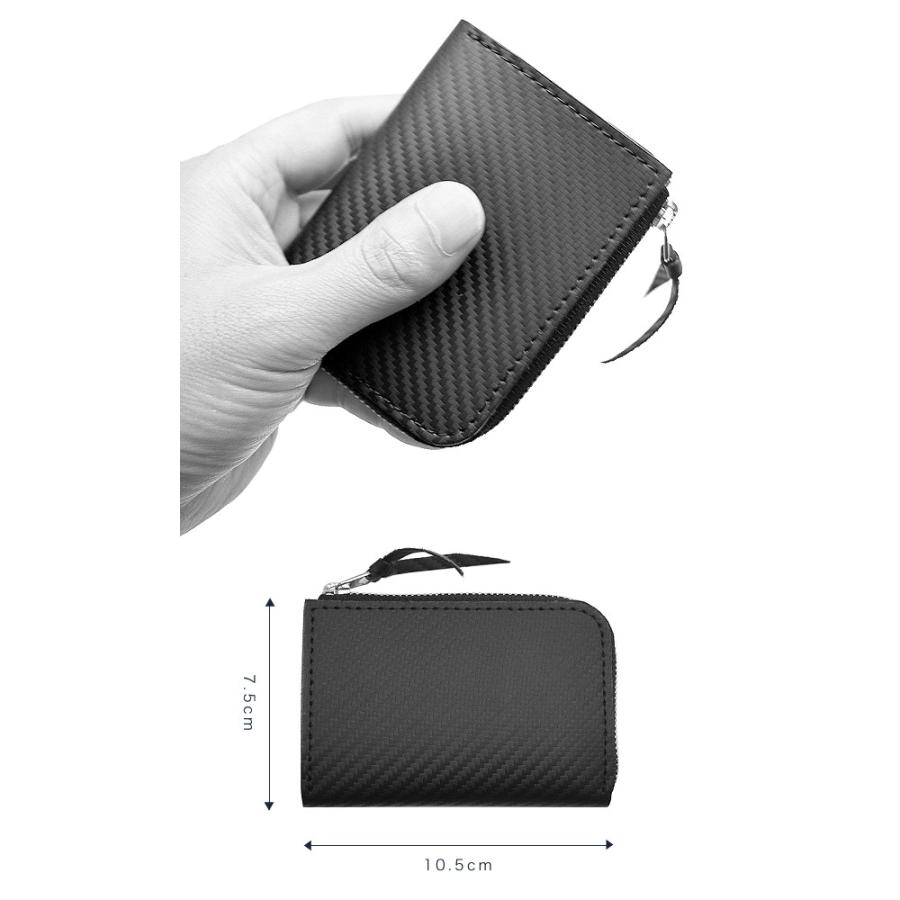 コインケース 小銭入れ 送料無料 モレッタ・コインケース L字 ファスナー カーボンレザー×牛革 財布 ミニ ウォレット カード入れ カードケース 日本 |  | 02