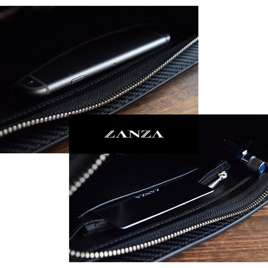 セカンドバッグ【送料無料】LANZA ランザ 人気 ブランド メンズ イタリア製カーボンレザー セカンドバック 冠婚葬祭 多収納 多機能 ビジネス C-008 |  | 04