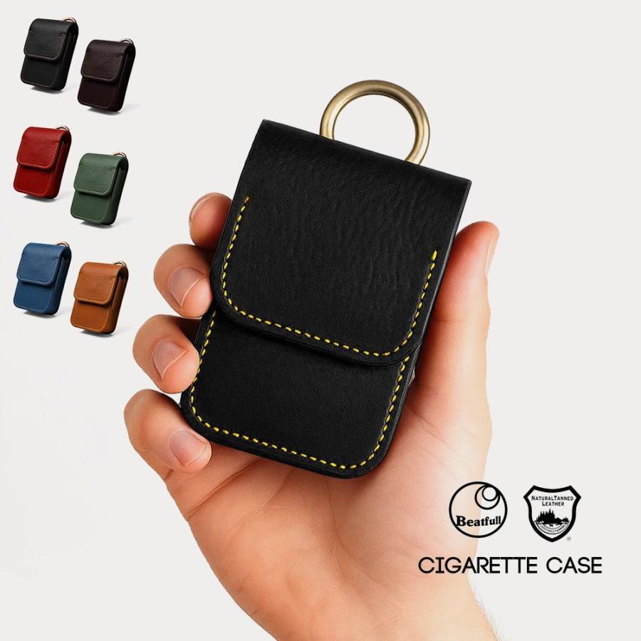 タバコケース レディース ブランド メンズ Beatfull Leather Works シガレットケース スクエア 2トーン ヴォーノオイルレザー 本革 たばこ 煙草 タバコ 日本製 | 