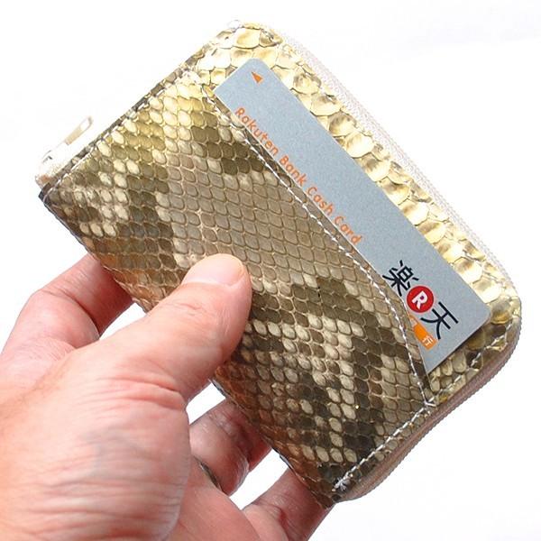 ミニ財布 メンズ レディース 本革 蛇革 コインケース カードケース 薄 
