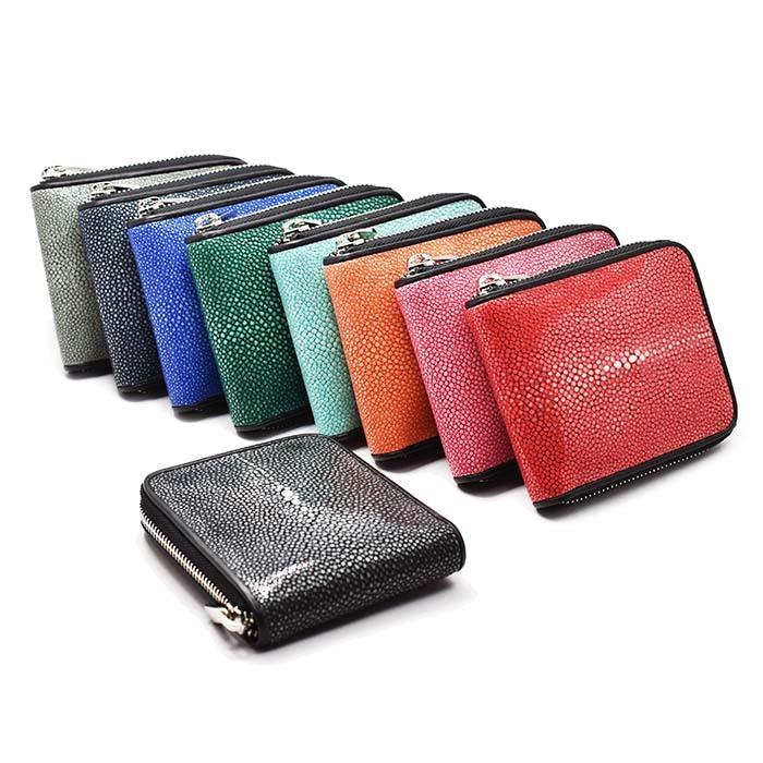 二つ折り財布 メンズ 財布 エイ革 ラウンドファスナー ショートウォレット スティングレイ 9カラー OLD POINT |  | 15