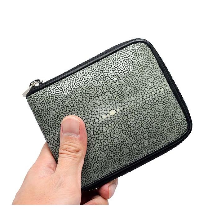 二つ折り財布 メンズ 財布 エイ革 ラウンドファスナー ショートウォレット スティングレイ 9カラー OLD POINT |  | 16