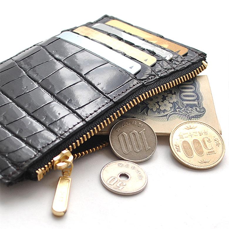 ミニウォレット 財布 コインケース カードケース メンズ クロコダイルレザー 極薄財布 薄型 フラグメントケース クロコダイルレザー ミニウォレット CFSW-1｜side7｜02