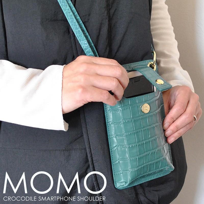 スマホショルダー ポーチ スマートフォンケース お財布 レディース メンズ 人気 ブランド MOMO 牛革 クロコ クロコ型押し スマホポーチ ウォレットネックポーチ |  | 05
