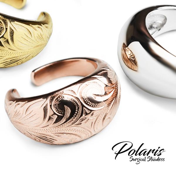 イヤーカフ イヤカフ 指輪 リング メンズ レディース サージカルステンレス 316L ファッション ポラリス チャンキーカフ フリーサイズ プレーン ハワイアン | 