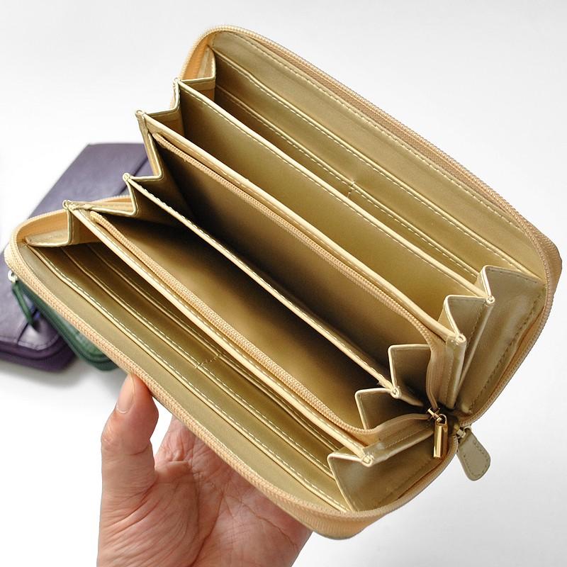 財布 レディース 長財布 草木柄 可愛い かわいい 大人 牛革 MOMO