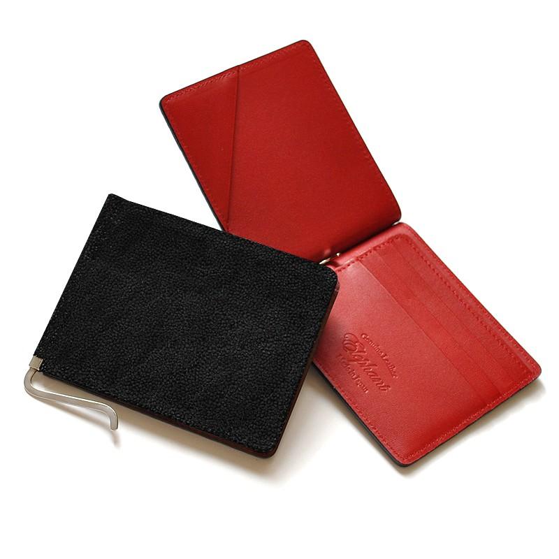 マネークリップ 財布 二つ折り財布 本革 エレファントレザー 革 ゾウ革