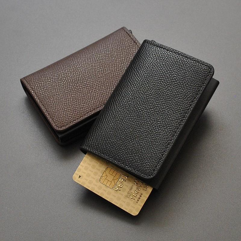 カードケース スキミング防止 スライド式 スリム 薄型 カード入れ スライド RFID ワンタッチ IC ハードタイプ メンズ レディース お札入れ 定期入れ | 