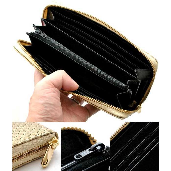 財布 メンズ 長財布 レディース ラウンドファスナー 薄金蛇革 錦蛇 ライトゴールド 黄金 ダイヤモンドパイソン 蛇革 ヘビ革 本革 本皮 金運 開運 風水 日本製 |  | 01