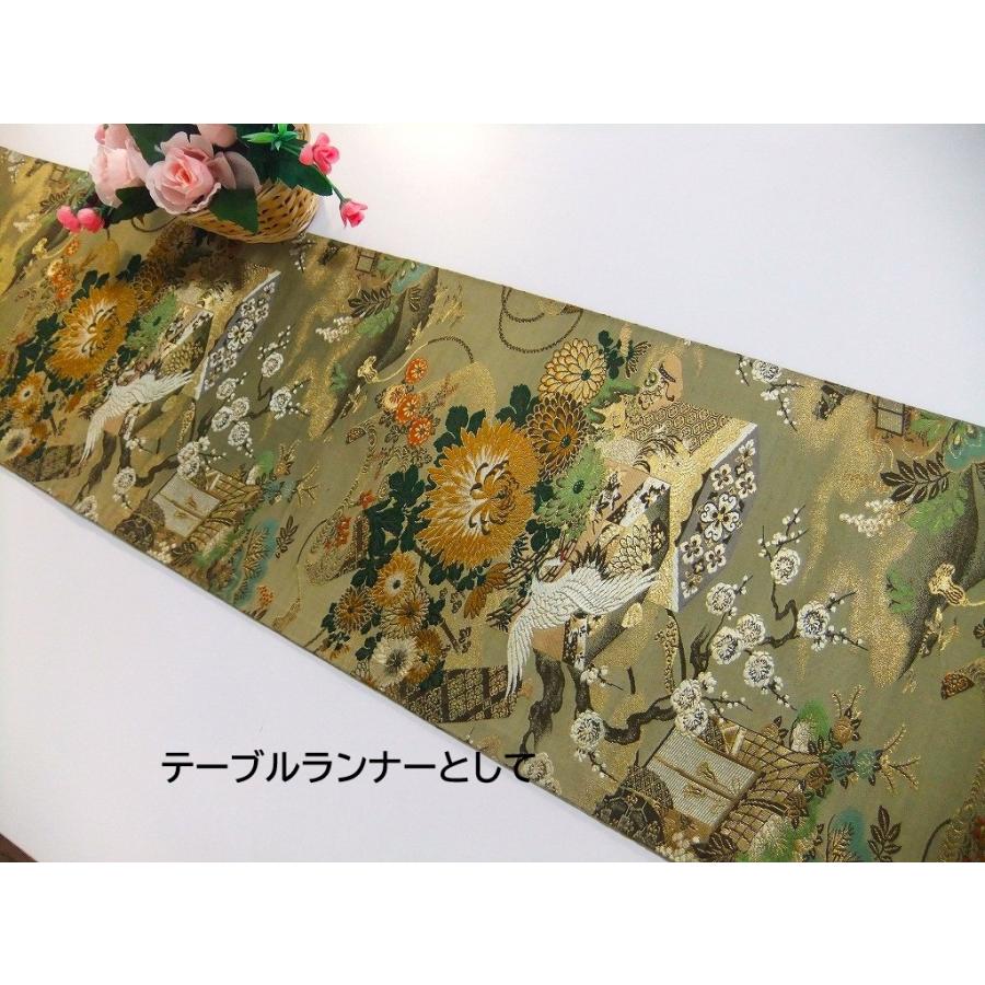 16)2221】206cm/アンティーク帯・鶴宝箱文様/タペストリー 16)2221】206cm/アンティーク帯・鶴宝箱文様/タペストリー