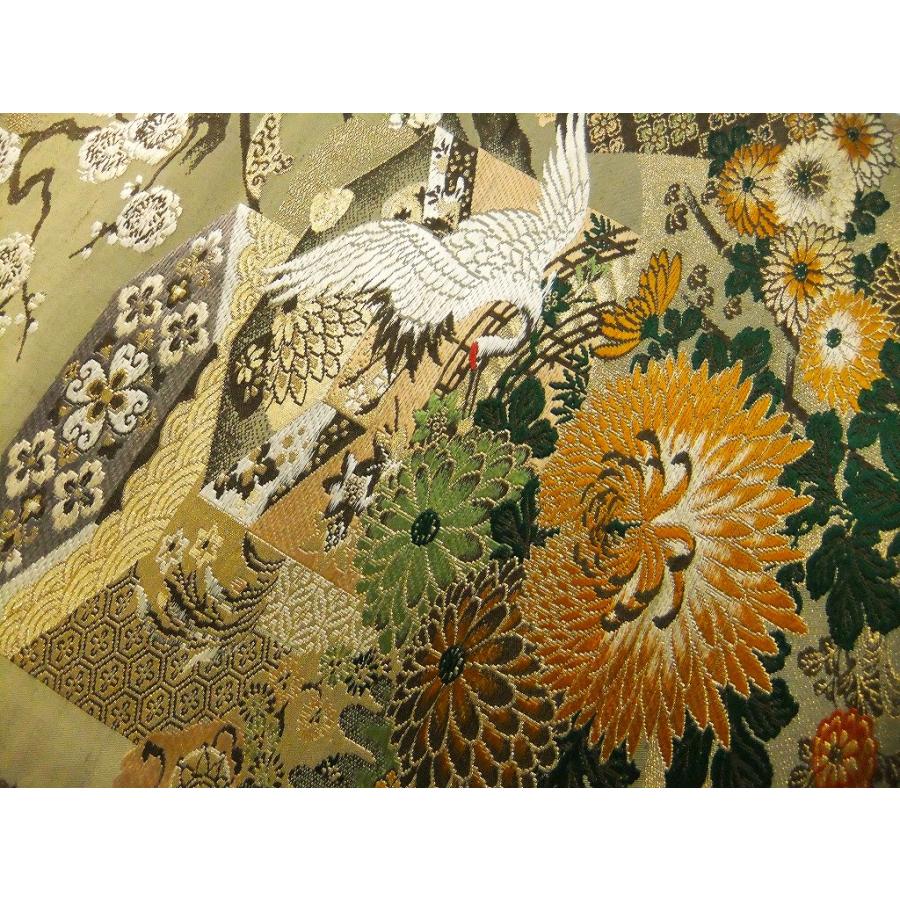 16)2221】206cm/アンティーク帯・鶴宝箱文様/タペストリー 16)2221】206cm/アンティーク帯・鶴宝箱文様/タペストリー