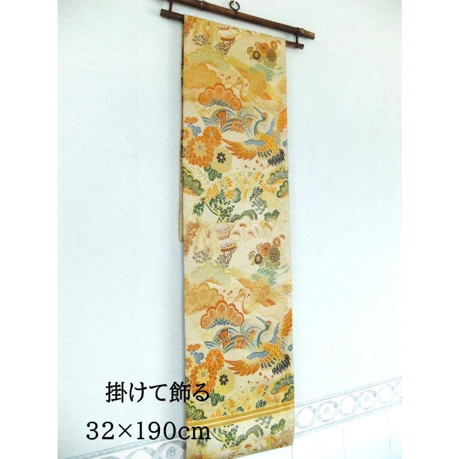 16)2239】190cm/アンティーク帯・鶴吉祥文様/タペストリー・テーブル 