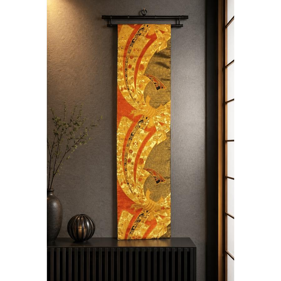 16)2326】214cm/新品・束ね熨斗慶長花文様/タペストリー・テーブル 