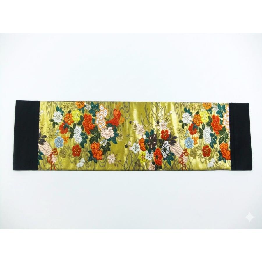 16)2505】和柄タペストリー・31×112cm/流水花文/帯リメイク/日本製 