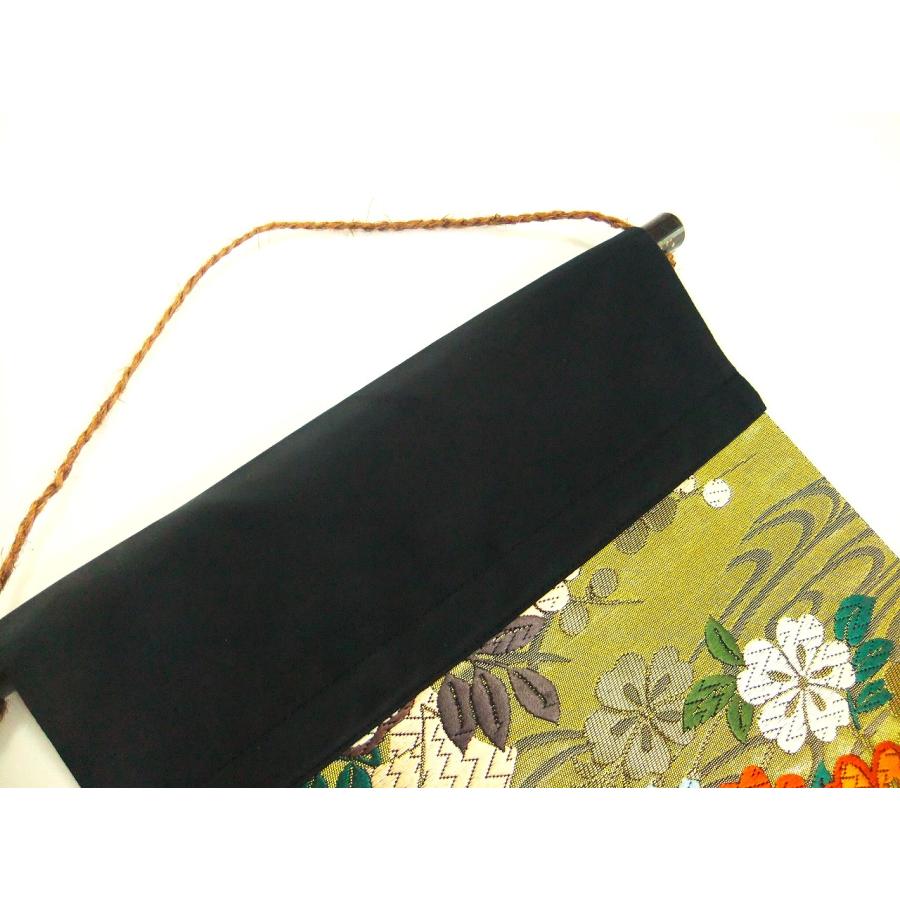 16)2505】和柄タペストリー・31×112cm/流水花文/帯リメイク/日本製 
