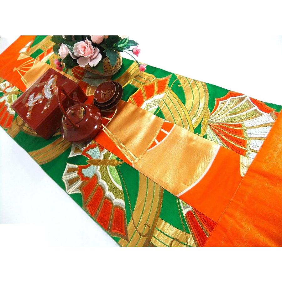 【J-074】42×132cm和風大型マット/帯リメイク/テーブルセンター・敷物・ラグ/日本製 |  | 01