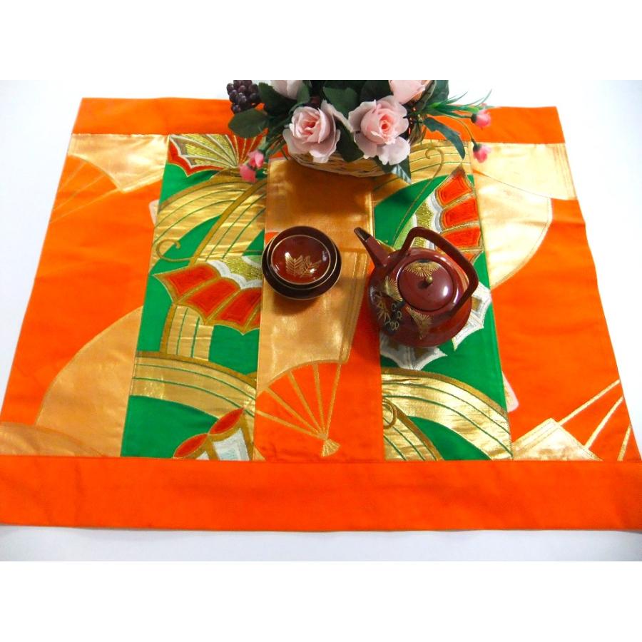 【J-077】56×70cm和風大型マット/帯リメイク/テーブルセンター・敷物・ラグ/日本製 |  | 01