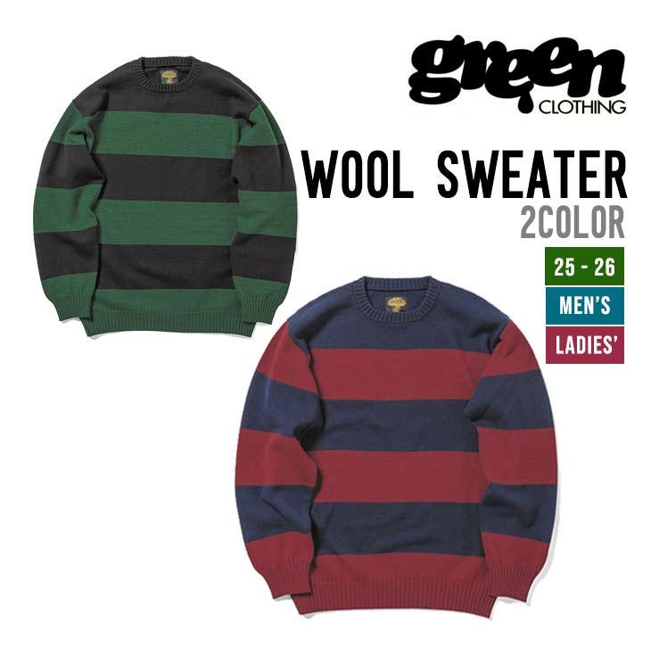 2023-2024グリーンクロージング　ウールセーター GREEN CLOTHING グリーンクロージング】WOOL SWEATER (グリーン