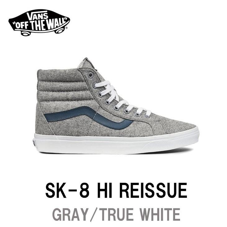 VANS スニーカー ヴァンズ SK-8 HI REISSUE カラー:GRAY/TRUE WHITE スケートハイ スケートボード スニーカー | 
