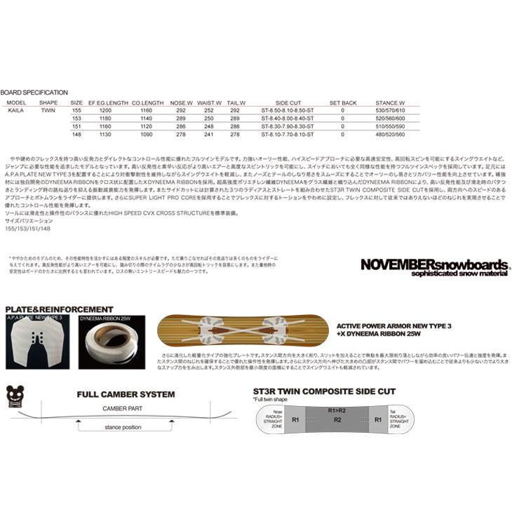 NOVEMBER KAILA スノーボード 17-18 ノベンバー カイラ 155 153 151 148 SNOWBOARD | NOVEMBER(スポーツ) | 01