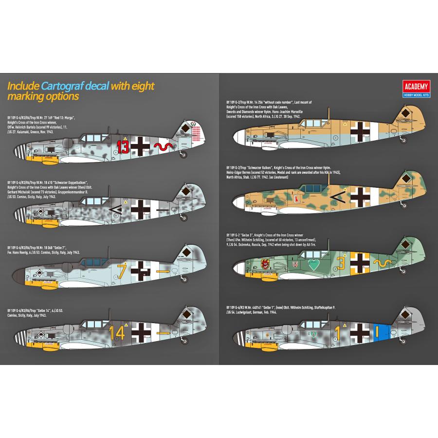 アカデミー 1/48 12321 メッサーシュミット Bf109G-6/G-2 JG27｜sieikan｜04